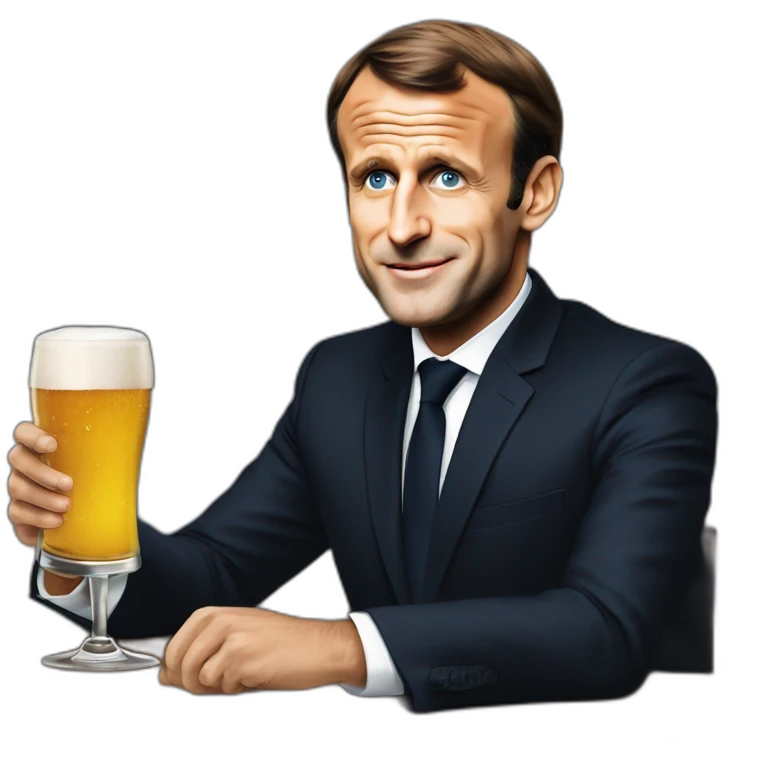 Emmanuel Macron buvant une bière emoji