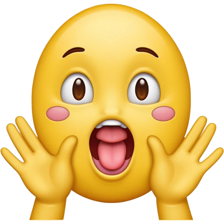 Un emojie qui tire la langue avec des main qui écarte l’aire  emoji