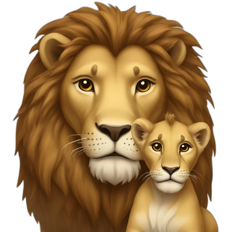 Lion with Lion baby emoji