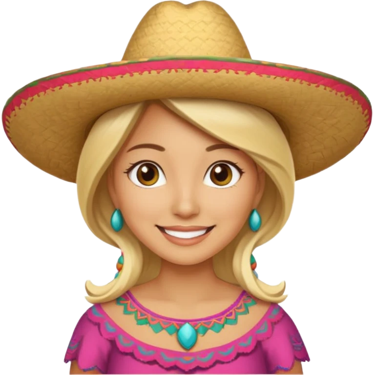 Blonde Mexican woman with a sombrero smiling emoji