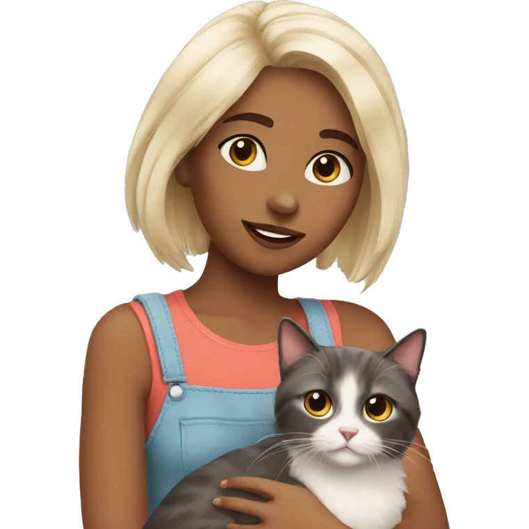 girl with ragdoll cat emoji