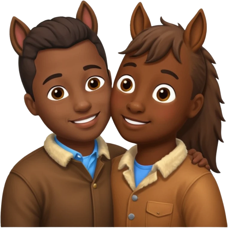 Black guy kissing horse with down syndrome emoji