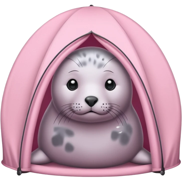Gray Seal in a light pink tent  emoji