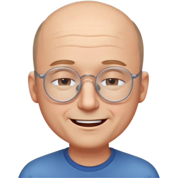Balding man eyeglasses with eyes closed smiling emoji