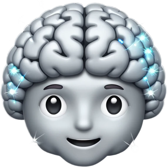brain with sparkles, flat cartoon emoji style emoji