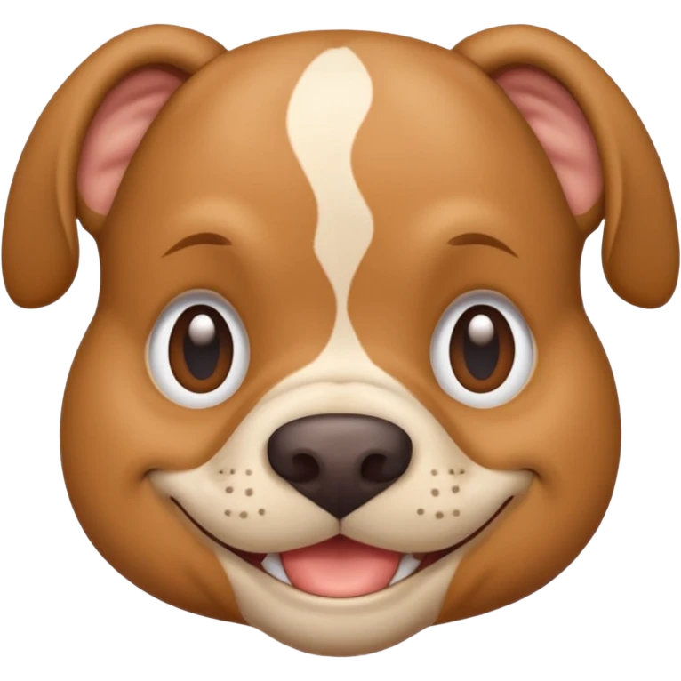 light brown pocket bully facing forwards, head and shoulders. smiling emoji