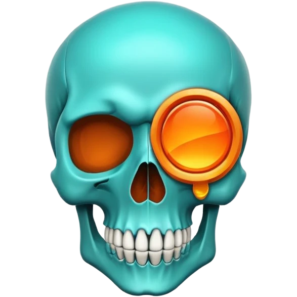 teal and orange skull emoji