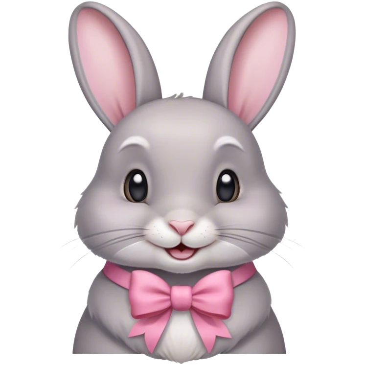 happy grey rabbit with a pink bow emoji