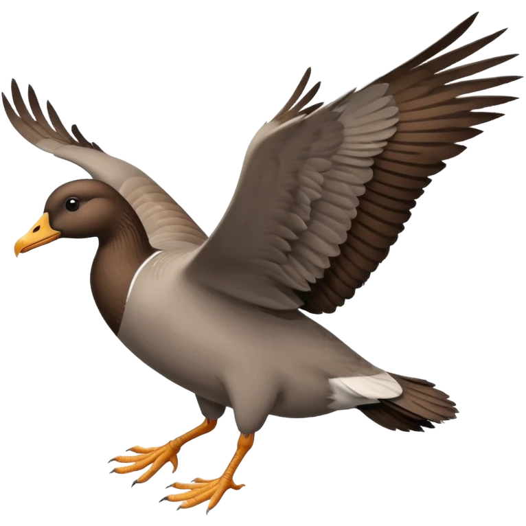 wild goose with black neck and brown wings, in flight emoji