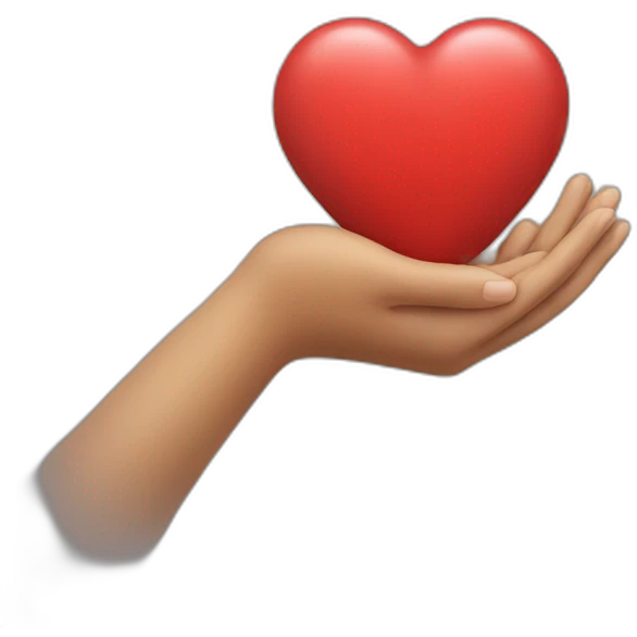 two hands holding a heart emoji
