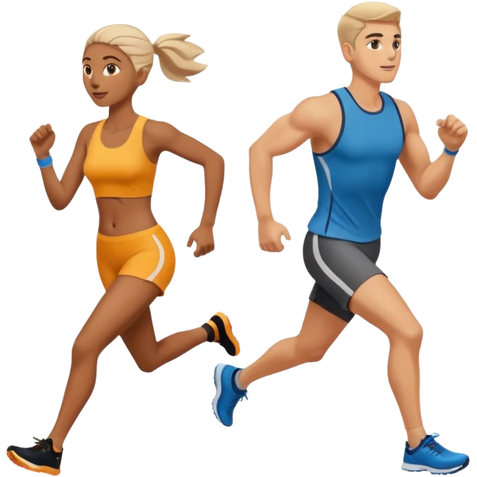 running iranians, full length, profile, man and woman emoji