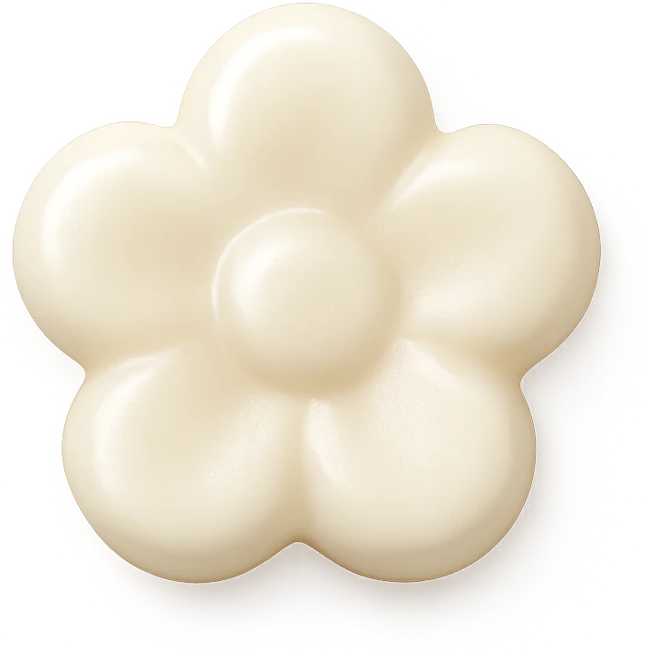 Change the candy to white, keep it flower-shaped, centered, transparent background, no other elements, same style. emoji