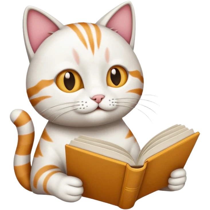 Cat reading white book emoji