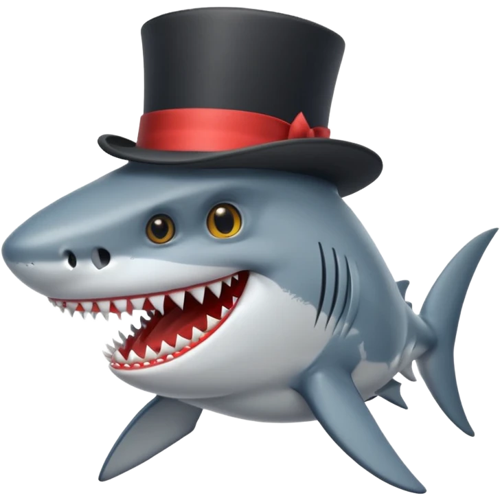 Shark with a top hat emoji