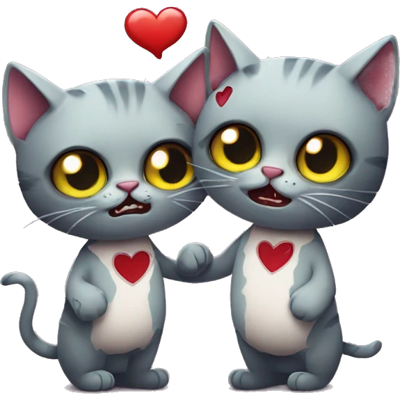 two zombie cats in love emoji