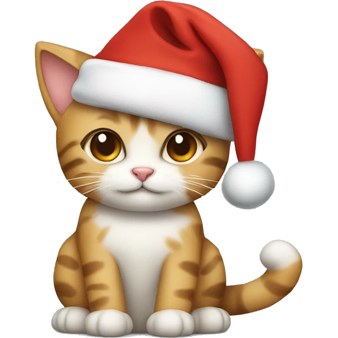 cute cat with christmas hat emoji