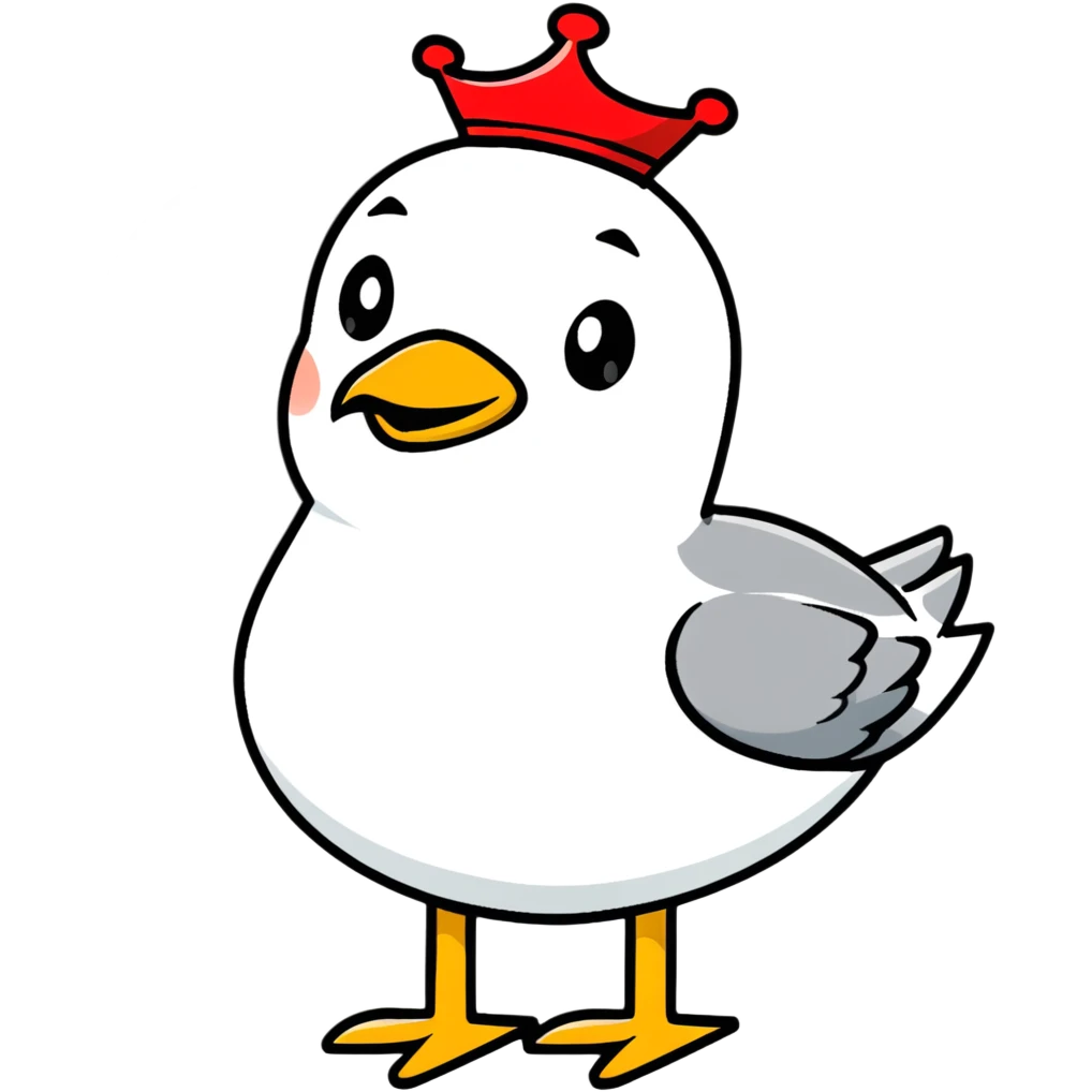 Seagull with red crown emoji