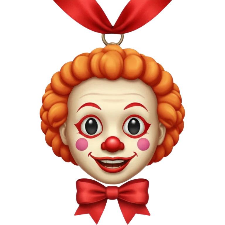 clown face emoji with a bronze emoji medal on a ribbon under the chin emoji