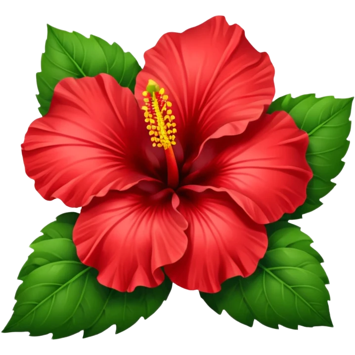  heart hibiscus like with green leaves emoji