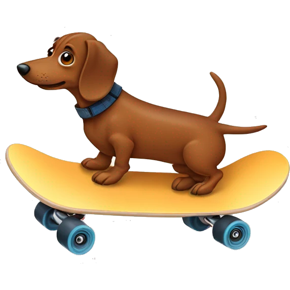 Brown wiener dog skate boarding emoji