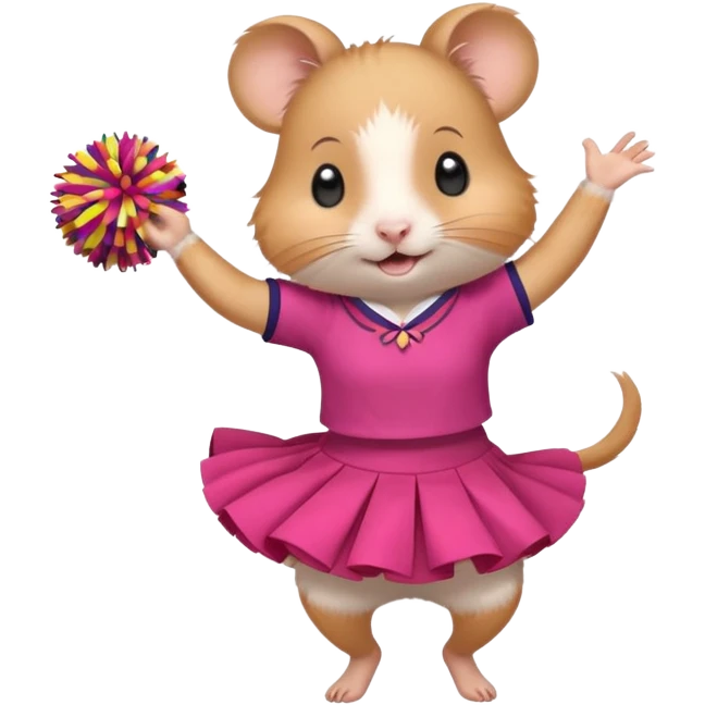 hamster girl dancing with skirt holging o mpom emoji