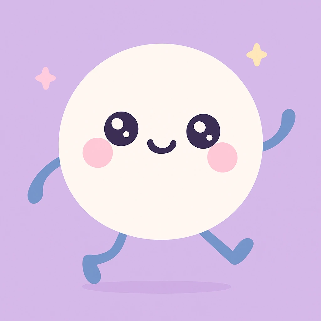cute snow ball with a smiling face, stick arms and legs, blushing cheeks, playful pose emoji