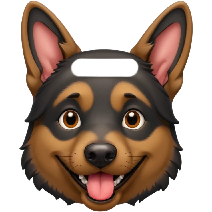 cartoon style dark German Shepherd dog with its tongue hanging out long emoji