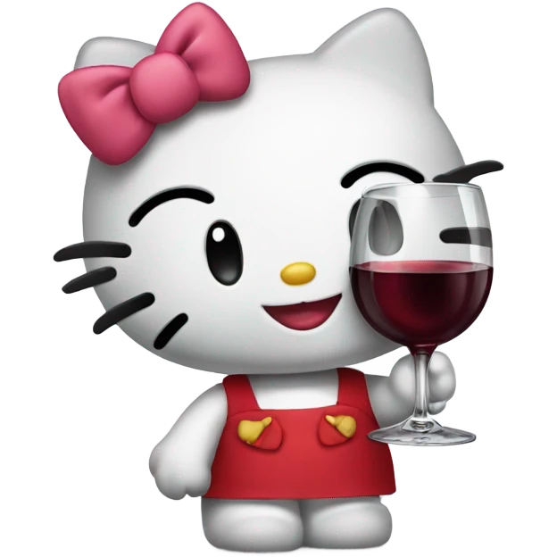 Hello Kitty drinking red wine emoji