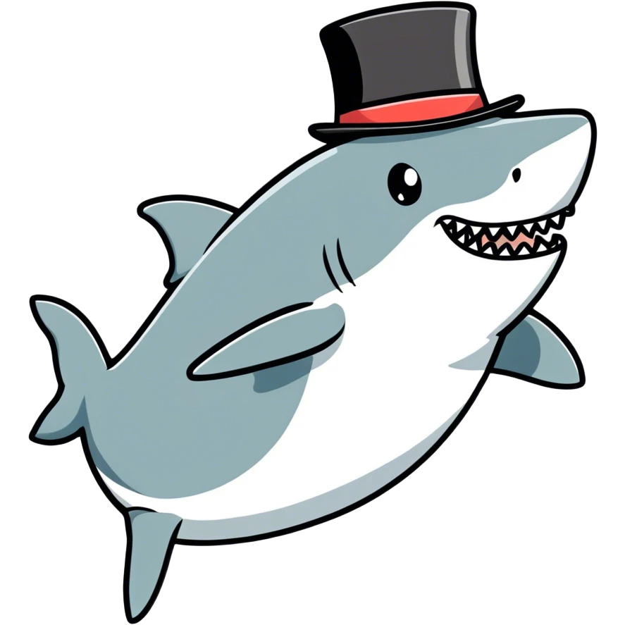 Shark with a top hat emoji