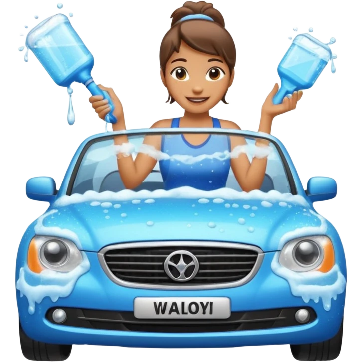 car washer woman with car  emoji