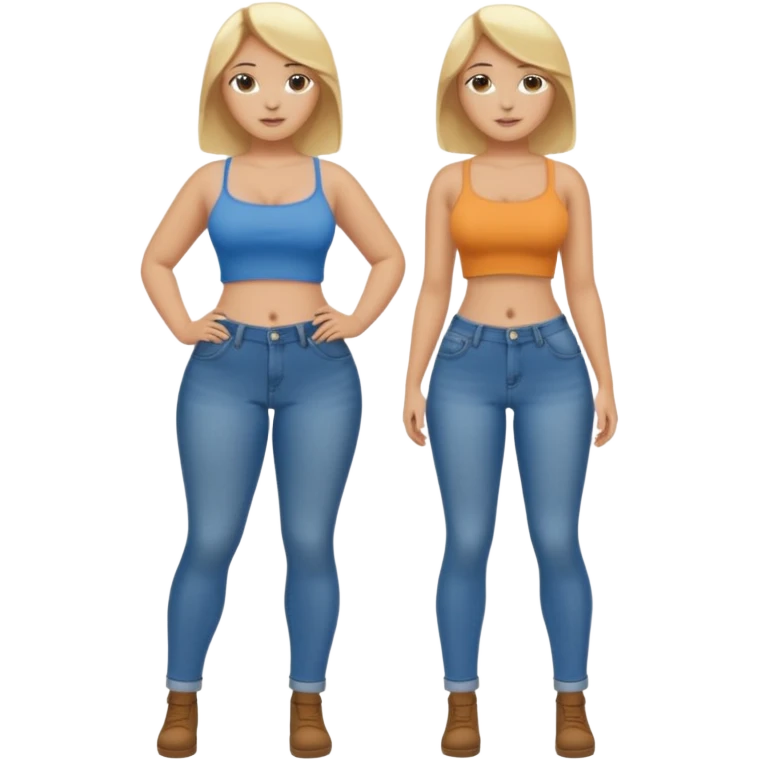 curvy body teen girl huge ass with jeans no shirt no bra blonde full body emoji