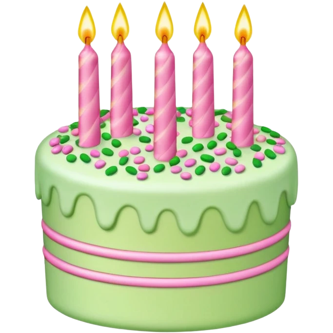 light green and pink birthday cake emoji