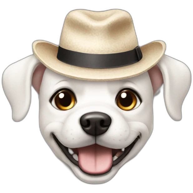 dog white smile in a hat emoji