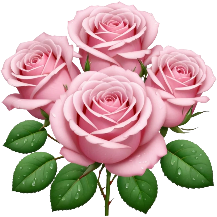 High definition, realistic, pale pink roses full bouquet with tiny dew drops  emoji