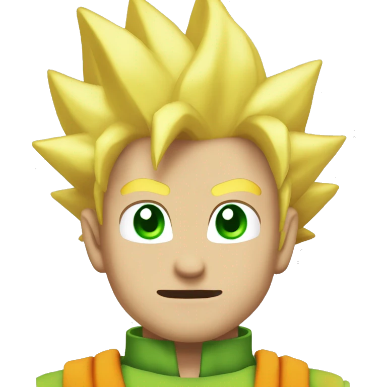 Super saiyan, blonde spikey hair, green eyes, exited, face only emoji emoji