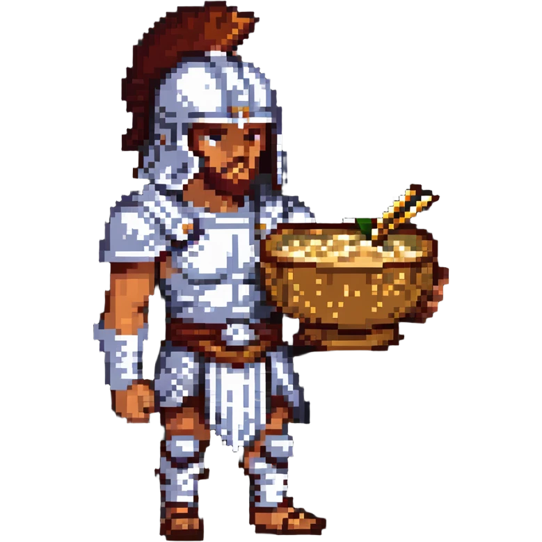 A gladiator holding a bowl of barley emoji
