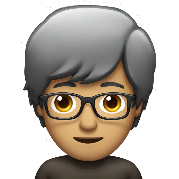 man with black hair and glasses holding macbook emoji