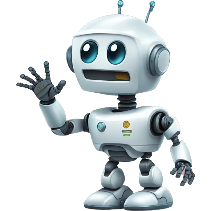 robot say Hello flotando saludando conla mano izquierda  emoji