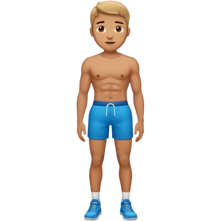 man in small shorts with a large bulge in his crotch emoji