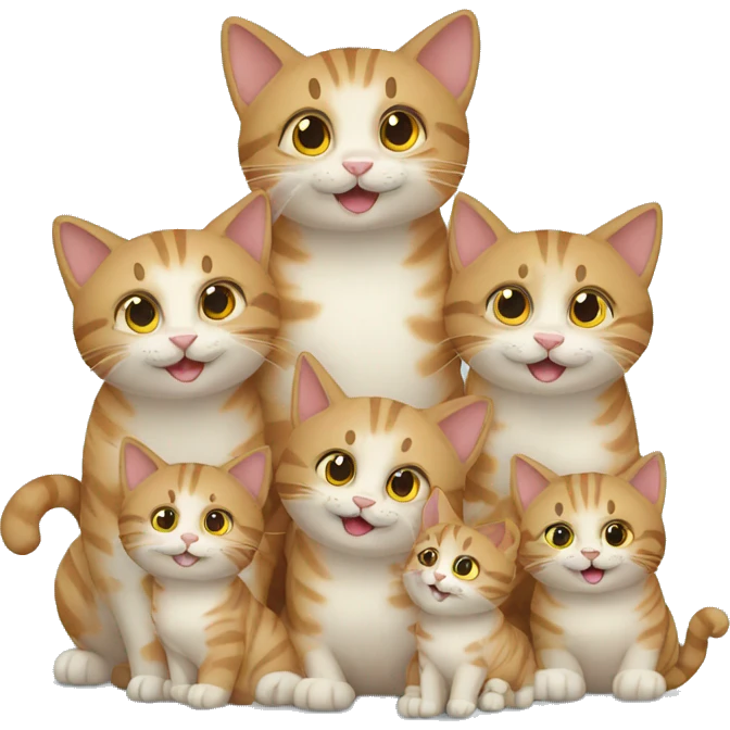 nine happy cats FAMILY emoji