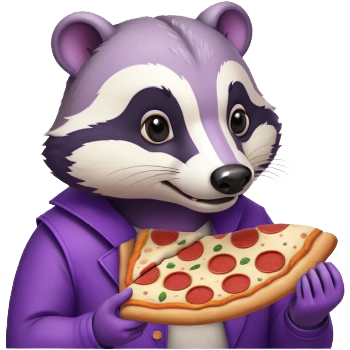 badger eating pizza purple and white emoji