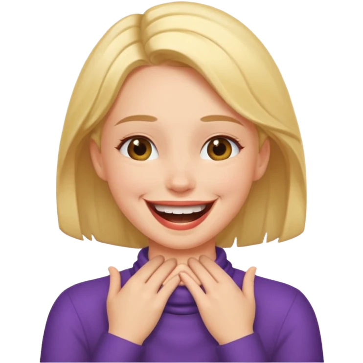 girl with hands around neck and laughing emoji