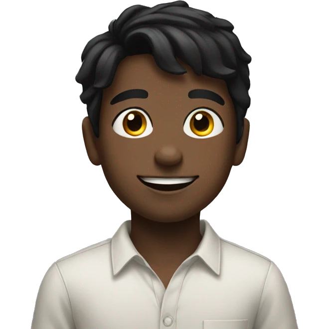 black haired boy portrait looking all happy  emoji