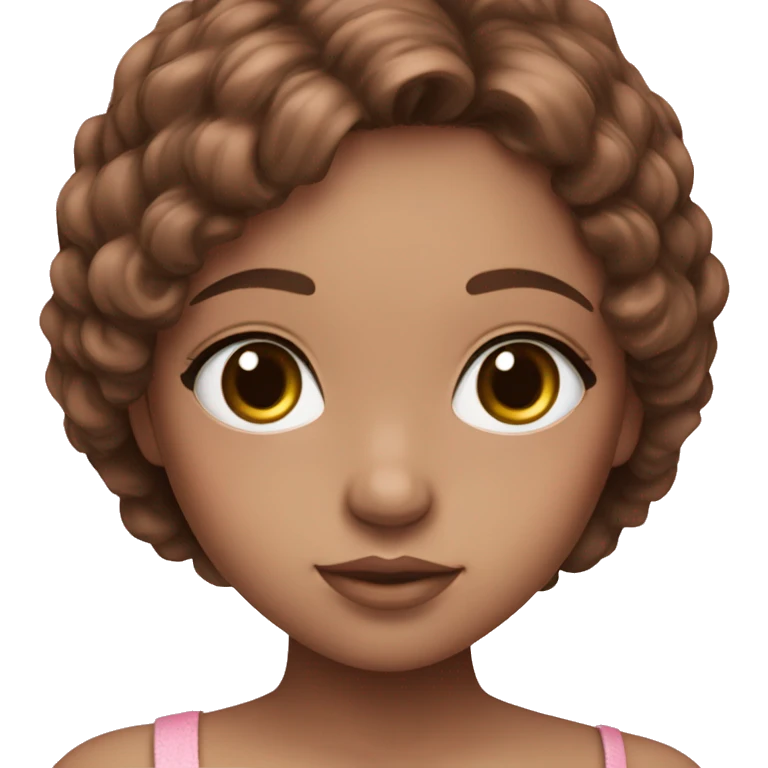 Forest brown doll eyes, brown hair, feminine, pink, girl, angelic emoji