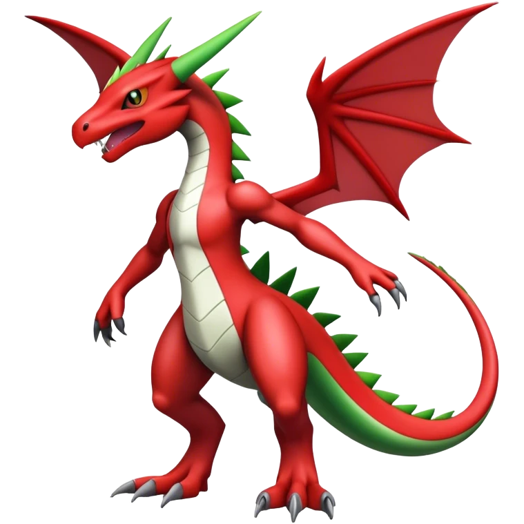 Cool edgy Guilmon-Flygon-Digimon-hybrid-fusion-combination, full body emoji
