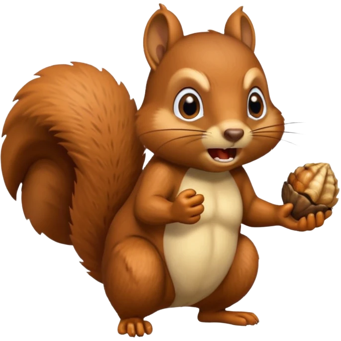 A realistic squirrel that’s mad eating a acorn  emoji