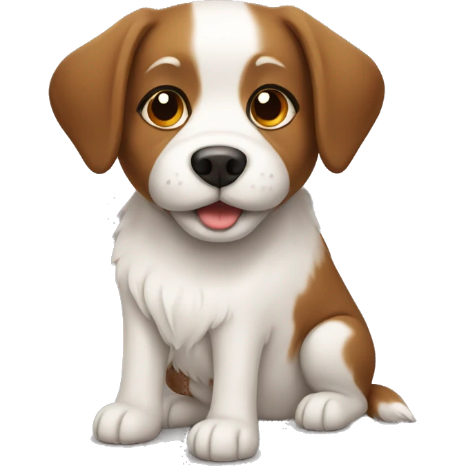 A cute brown with white dog emoji