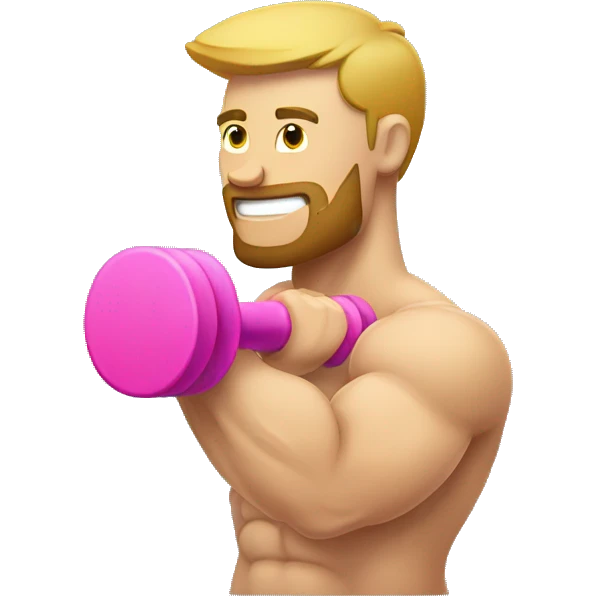 White bicep side view holding a pink dumbbell emoji