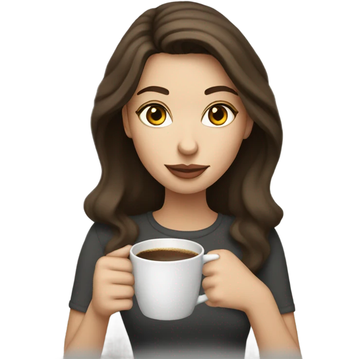 Pretty Pale brunette drinking coffee emoji