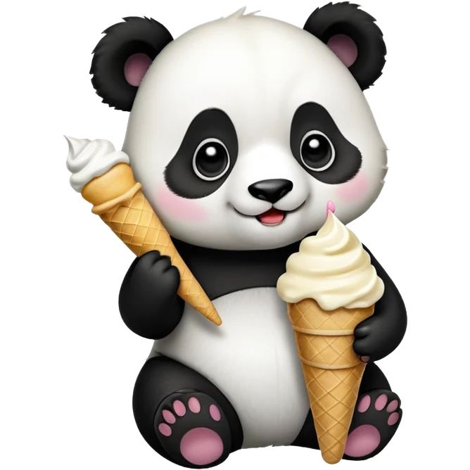 Panda eating ice cream emoji